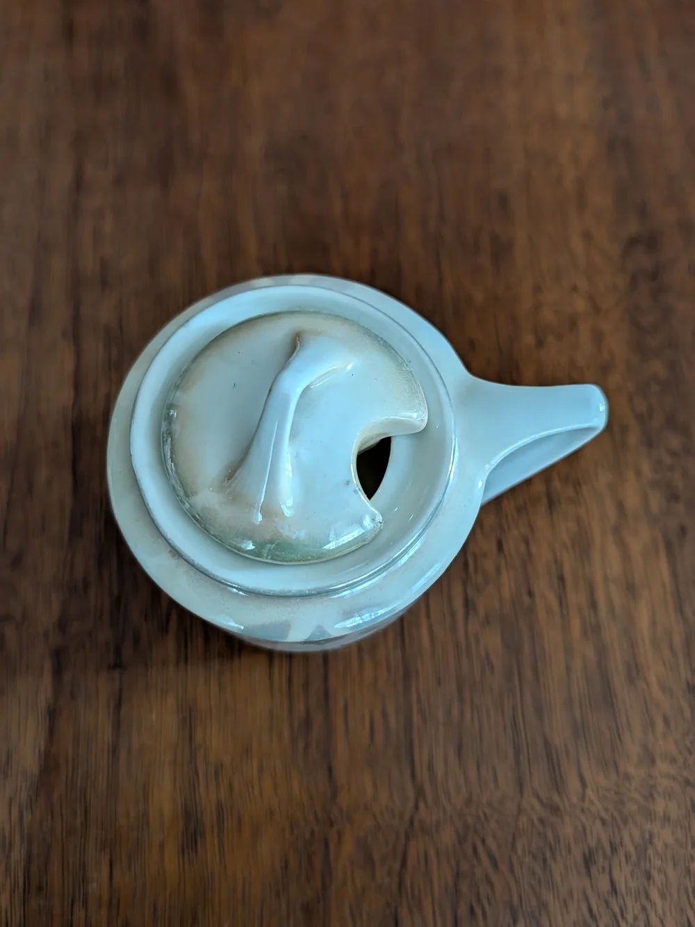 Porcelain Grape Pattern Sugar Bowl with Lid - Cream